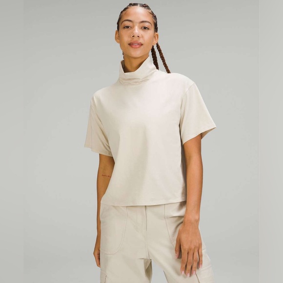 lululemon athletica Tops - Lululemon Relaxed-Fit Cotton-Blend Turtleneck T-Shirt